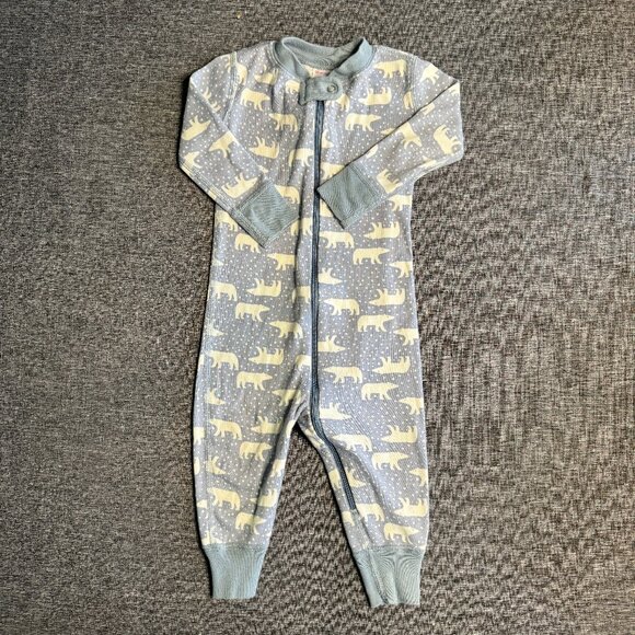 HANNA ANDERSSON Sleeper - zip-up - Blue & white polar bear  motif  12-18 mo - Picture 1 of 4